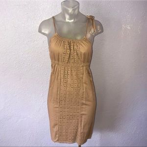JCrew Brown Eyelet Summer Dress Spaghetti Straps